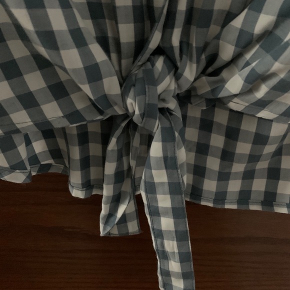 Loft white and blue plaid tie top - Picture 4 of 5